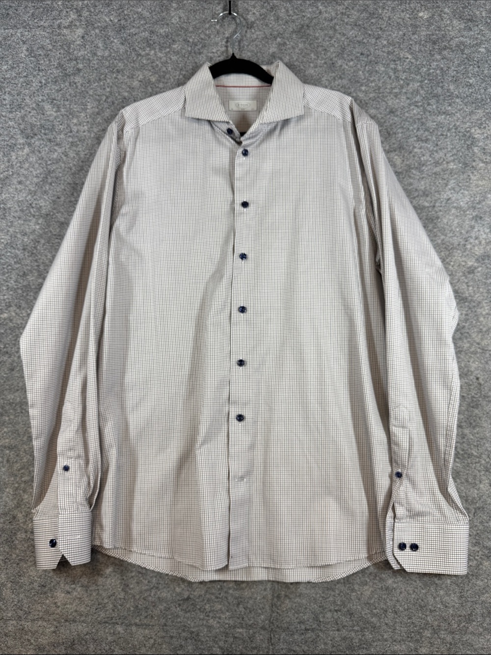 Eton Slim Fit Dress Shirt White Blue Check 17 1/2 44 Luxury Business Formal